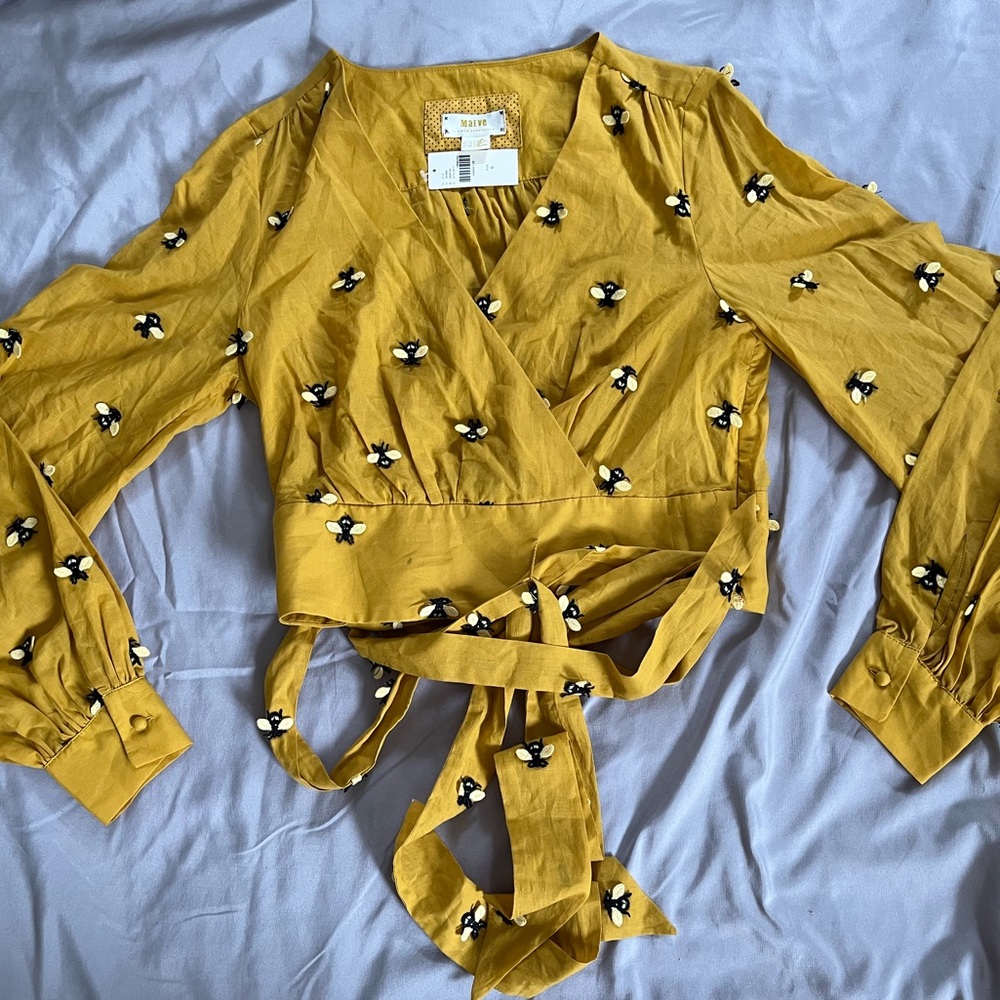 Anthropologie Maeve Long Sleeve Wrap Top